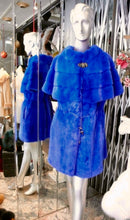 Load image into Gallery viewer, Stunning Neon Blue Mink Fur Modern Vest Cape Shoulder Line Hard to Find Shade
