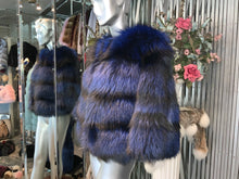Load image into Gallery viewer, Royal Blue Silver Fox Fur Jacket Modern Youthful Very Stylish
