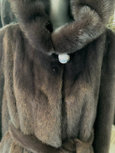 Load image into Gallery viewer, Stunning Shade Dark Graphite Grey Mink Fur Stroller with Hood &amp; Belt
