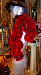 Lovely Rex Fur Scarf Red Long Scarf Unique Design