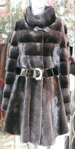 Exquisite Mink Fur Stroller Coat Swing Style Hemline Luxury Fur