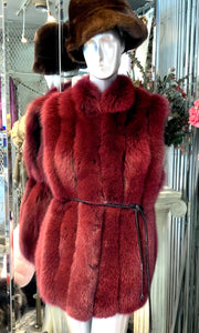 Fox Fur Vest in Burgundy Shade