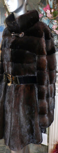 Exquisite Mink Fur Stroller Coat Swing Style Hemline Luxury Fur