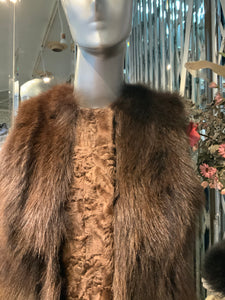 Honey Brown Swakara & Fox Fur Vest
