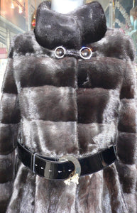 Exquisite Mink Fur Stroller Coat Swing Style Hemline Luxury Fur