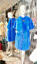 Load image into Gallery viewer, Stunning Neon Blue Mink Fur Modern Vest Cape Shoulder Line Hard to Find Shade
