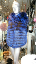 Load image into Gallery viewer, Rare and Gorgeous Shade Fox Fur Vest with Hood Royal Blue
