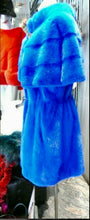 Load image into Gallery viewer, Stunning Neon Blue Mink Fur Modern Vest Cape Shoulder Line Hard to Find Shade
