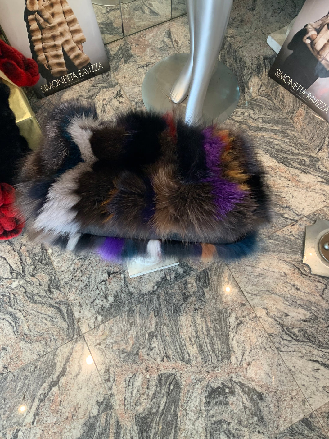 Multi Color Gorgeous Fox Fur Handbag