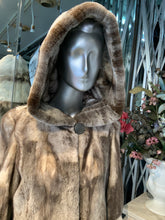 Load image into Gallery viewer, Sheared Mink Fur with Double Fur Hood Off-White Two Tonal
