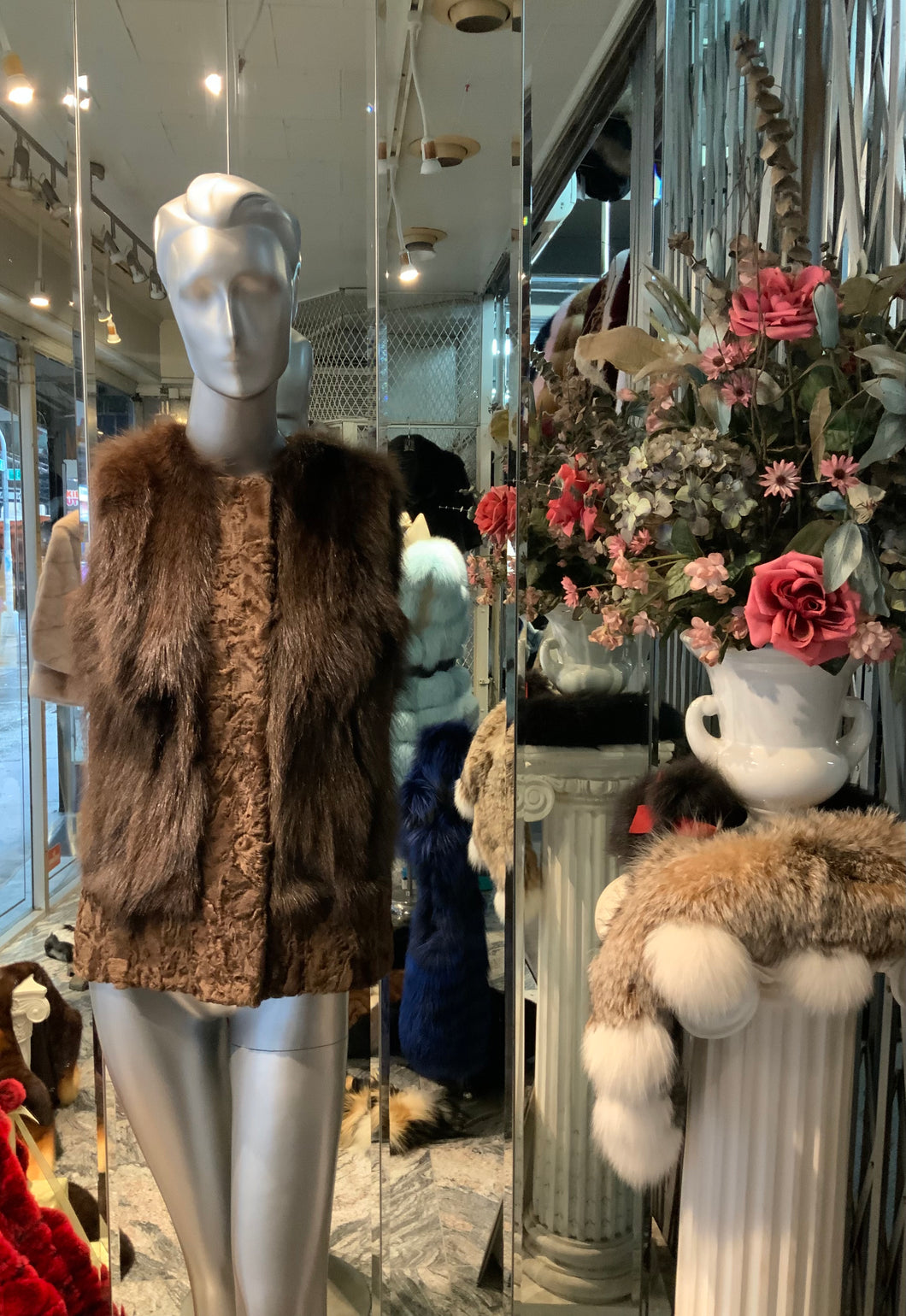 Honey Brown Swakara & Fox Fur Vest