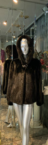 Classic Black Ranch Mink Fur Jacket with Double Fur Hood NEW SALE PRICE!