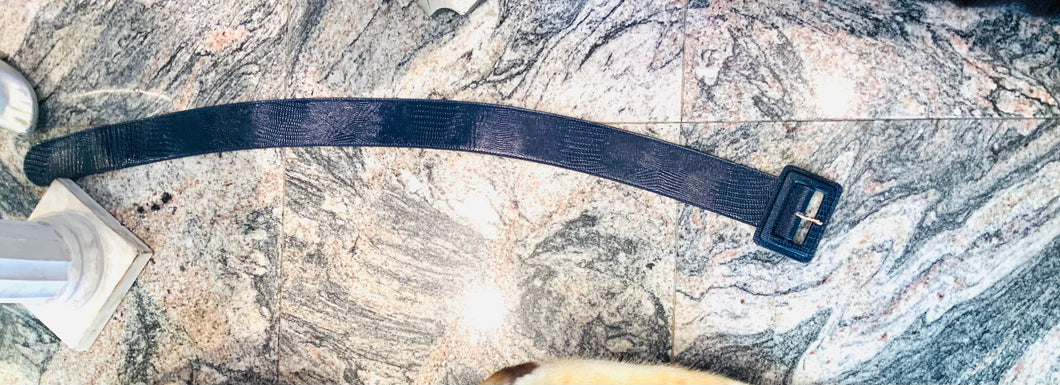 Genuine Leather Belt Indigo Blue Textured
