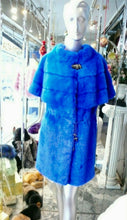 Load image into Gallery viewer, Stunning Neon Blue Mink Fur Modern Vest Cape Shoulder Line Hard to Find Shade
