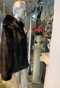 Classic Black Ranch Mink Fur Jacket with Double Fur Hood NEW SALE PRICE!