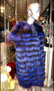 Amazing Shade Royal Blue Fox Fur Stroller Modern Coat SPECIAL SALE NOW!!