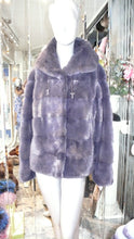Load image into Gallery viewer, Mink Fur Jacket Hard to Find Gorgeous Shade of Blue Purple
