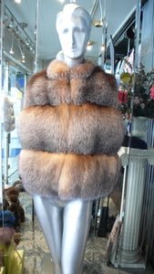 Crystal Fox Fur Vest Beautiful Natural Shade Golden Shade Wide Tiers