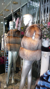 Crystal Fox Fur Vest Beautiful Natural Shade Golden Shade Wide Tiers