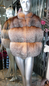 Crystal Fox Fur Vest Beautiful Natural Shade Golden Shade Wide Tiers