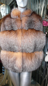 Crystal Fox Fur Vest Beautiful Natural Shade Golden Shade Wide Tiers