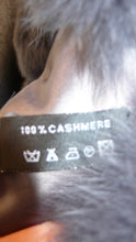 Load image into Gallery viewer, NEW SALE PRICE! Dark Grey Graphite CASHMERE CAPE with Matching Fox Trim &amp; Detachable Hood New Spring Price!
