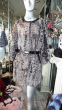 Load image into Gallery viewer, Modern Two Tonal Grey Silver Kalgan Lamb Fur Stroller Coat with Leather Detail
