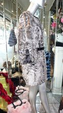 Load image into Gallery viewer, Modern Two Tonal Grey Silver Kalgan Lamb Fur Stroller Coat with Leather Detail
