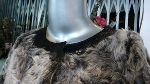 Modern Two Tonal Grey Silver Kalgan Lamb Fur Stroller Coat with Leather Detail