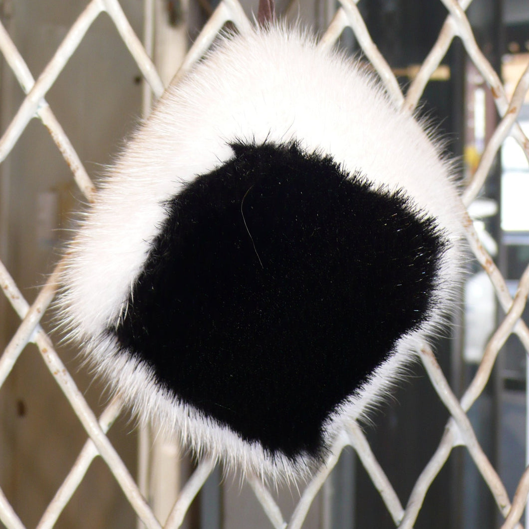 Beautiful Mink Fur Pompom Accessory White & Black