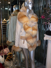Load image into Gallery viewer, SIMONETTA RAVIZZA Stroller Coat with Golden Island Fox Fur Tuxedo Front Collar
