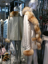 Load image into Gallery viewer, SIMONETTA RAVIZZA Stroller Coat with Golden Island Fox Fur Tuxedo Front Collar
