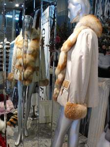 SIMONETTA RAVIZZA Stroller Coat with Golden Island Fox Fur Tuxedo Front Collar