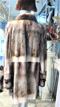 Load image into Gallery viewer, Off White Mink Fur Two Tone Stroller Coat with Collar Brown
