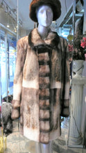 Load image into Gallery viewer, Off White Mink Fur Two Tone Stroller Coat with Collar Brown
