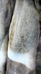 Off White Mink Fur Two Tone Stroller Coat with Collar Brown