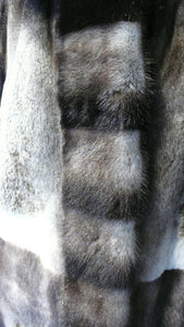 Off White Mink Fur Two Tone Stroller Coat with Collar Brown