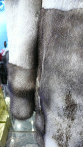 Off White Mink Fur Two Tone Stroller Coat with Collar Brown