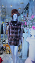 Load image into Gallery viewer, Mink Vest Fur Vest with Capped Shoulder Line Two Tone Dark Graphite Lavender Made in USA
