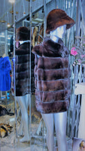 Load image into Gallery viewer, Mink Vest Fur Vest with Capped Shoulder Line Two Tone Dark Graphite Lavender Made in USA
