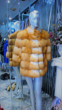 Load image into Gallery viewer, Natural RED FOX FUR Stroller Coat Horizontal Design Modern Youthful Warm
