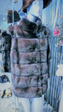 Load image into Gallery viewer, Mink Vest Fur Vest with Capped Shoulder Line Two Tone Dark Graphite Lavender Made in USA
