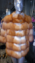 Load image into Gallery viewer, Natural RED FOX FUR Stroller Coat Horizontal Design Modern Youthful Warm
