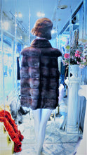 Load image into Gallery viewer, Mink Vest Fur Vest with Capped Shoulder Line Two Tone Dark Graphite Lavender Made in USA
