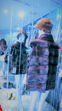 Load image into Gallery viewer, Mink Vest Fur Vest with Capped Shoulder Line Two Tone Dark Graphite Lavender Made in USA
