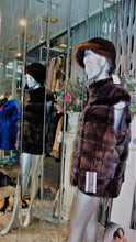Load image into Gallery viewer, Mink Vest Fur Vest with Capped Shoulder Line Two Tone Dark Graphite Lavender Made in USA
